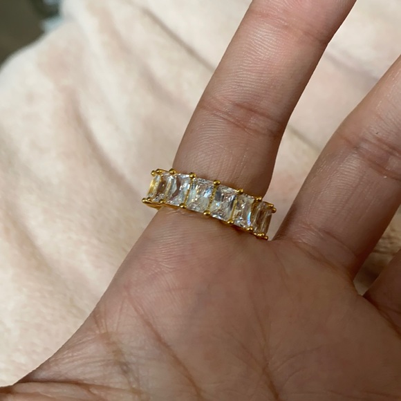 Emerald Gold Plated CZ Eternity Band - Picture 3 of 6